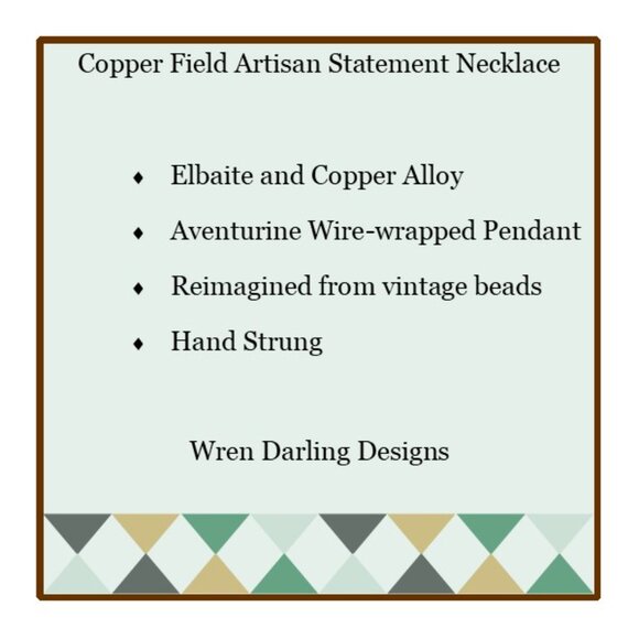 Artisan Elbaite & Copper Necklace with Wire-wrapped Aventurine Pendant - Picture 2 of 6